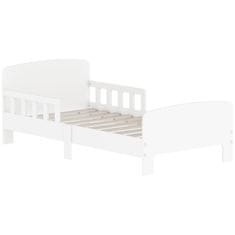 AIYAPLAY Montessori postelja za otroke 3-8 let v lesu, 140x70 cm nizka posteljica s stranskimi ograjami in gladkimi robovi, enojna otroška postelja za otroško sobo, bela