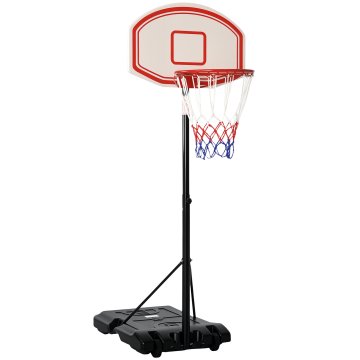 HOMCOM Košarkaški koš za notranjo in zunanjo uporabo prenosni z nastavljivo višino 5 stopenj 175-215cm, košarkaški koš s kolesi, kovinska konstrukcija in polnilna osnova, tabla PE