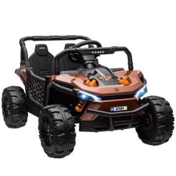 AIYAPLAY Električni avto za otroke UTV 12V terenski avto za otroke z 2 motorjema, 2-Točkovni pas, daljinski upravljalnik, vzmetenje, USB, glasba, luči, 3-6 km/h, 3-5 let, rjava