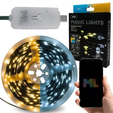 sarcia.eu Čarobne lučke 200 LED, SVETLOBNA GIRLANDA 20m, LED lučke, topla in hladna bela