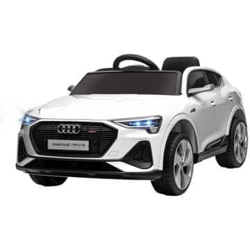 HOMCOM Električni avtomobilček za otroke 12V Audi e-tron z dvojnim motorjem, daljinskim upravljalnikom in polnilno baterijo, hitrost 3-5Km/H, LED luči in glasba, bela