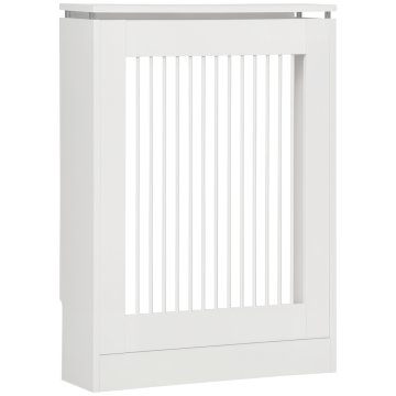 HOMCOM Pokrov za radiator z letvicami, moderni pokrov za radiator z protiprevračanjem za dnevno sobo, hodnik, pisarno, iz MDF in jekla, 60x18x84cm, beli