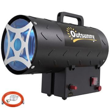OUTSUNNY Zunanji plinski grelec 15 kw, prenosni propanski plinski grelec s prisilnim zrakom piezoelektrični vžig, zaščita pred pregrevanjem, IPX4, industrijska za kampiranje delavnico garažo