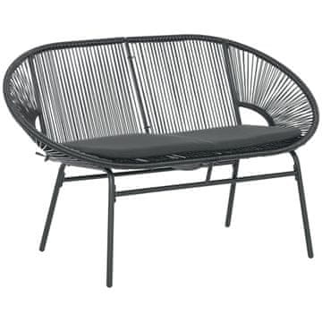 OUTSUNNY Vrtni kavč 2 sedeža iz PE rattana, zunanji kavč z blazino za sedenje, nasloni za roke in jekleni okvir, zunanja klop, za teraso in dvorišče, 132x72x83 cm, črna