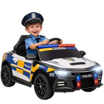 AIYAPLAY Policijski električni avto za otroke 3-5 let s sireno in lučmi 12V 3-7 km/h električni avto za otroke z 2 motorji, vzmetenji, daljinskim upravljalnikom, USB, MP3, glasbo in klaksonom, večbarvni
