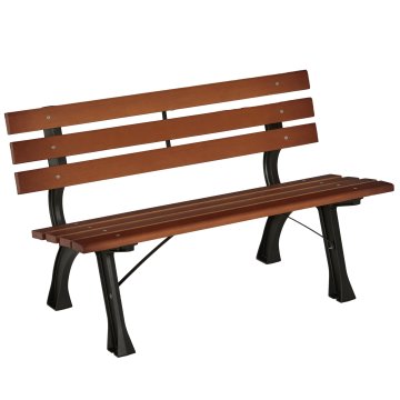 OUTSUNNY Vrtna klop za 2 osebi, zunanja klop z letvami iz litega železa in smrekovega lesa, klop za teraso in dvorišče, 120x57x70 cm, kavna