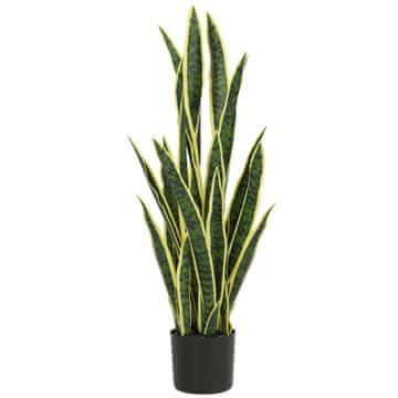 OUTSUNNY Umetna sanseveria v lončku, umetna rastlina za zunanjo in notranjo uporabo z 21 oblikovalnimi listi, za vrt, pisarno, dnevno sobo, Ø20x90 cm