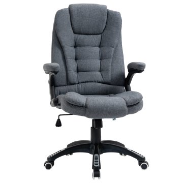 VINSETTO Ergonomski nagibni pisarniški stol, nastavljiva višina in zibanje, vrtljivi stol s kolesci, 65x72x110-120cm, siva