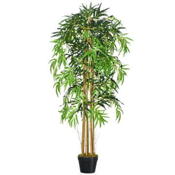 OUTSUNNY Umetni bambus visok 150cm z loncem, umetna notranja rastlina dekorativna realistična za dom, pisarno, zunanjost, vrt, zelena