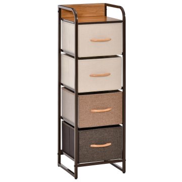 HOMCOM Predalnik iz tanke prostorsko varčne tkanine s 4 zložljivimi predali, pohištvo s kompaktnimi kovinskimi predali za spalnico, dnevno sobo, 31x29x99 cm, večbarvno