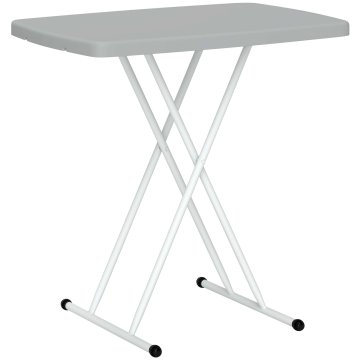 OUTSUNNY Zložljiva vrtna miza z nastavljivo višino, zunanja kavna miza z HDPE ploščo, kovinska konstrukcija, za balkon in teraso, 76x50x74 cm, temno siva
