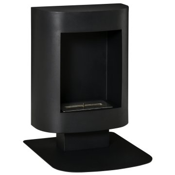 HOMCOM Bioetanolski kamin z rezervoarjem 0.9L in trajanjem 3 ure, biokamin s pokritostjo do 20m2 toplotna moč 2000W, 46.5x53x65cm, črn