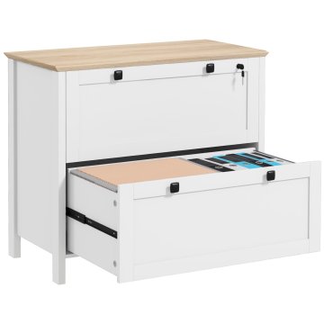 HOMCOM Predalnik za dokumente z 2 predaloma, pisarniška omara z zaklepom in ključi za mape A4, 76x40x76cm, bela