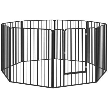 PAWHUT Ograja za pse majhne, srednje in velike velikosti z 8 modularnimi paneli za notranjo in zunanjo uporabo, jeklena vrata za pse z 9 količki, 164x164x100 cm, črna