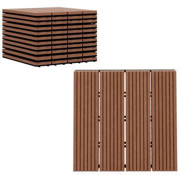 OUTSUNNY Komplet 11 plošč za zunanjost vložne protizdrsne, vrtne plošče iz recikliranega HDPE, 30x30x2.2 cm, rjava