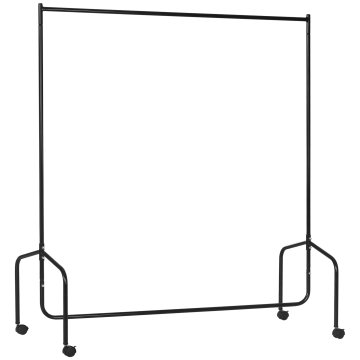 HOMCOM Rella obešalnik za oblačila iz kovine, stojalo za oblačila s kolesci, črna, 150x60x170cm