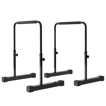 SPORTNOW Set 2 palice za dip nastavljive na 4 višine z nedrsečimi ročaji, potisne palice iz jekla, 70x50x80-105 cm, črna