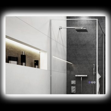 HOMCOM Ogledalo za kopalnico z LED lučjo 80x60cm, obrnljivo zadnje osvetljeno ogledalo za kopalnico z okvirjem, proti zameglitvi, 3 barvne temperature, zatemnljivo, spomin, iz stekla in aluminijeve zlitine
