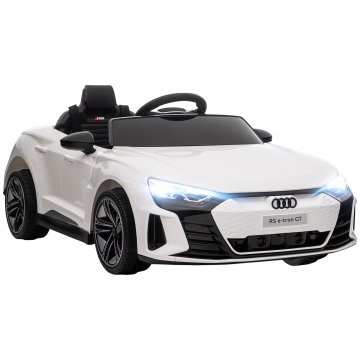 HOMCOM AUDI RS e-tron GT električni avtomobil za otroke 3-5 let, 12V z 2 motorjema električni avtomobil za otroke 3-5 km/h, varnostni pas, daljinski upravljalnik, vzmetenje, glasba, LED luči, hupa, bela
