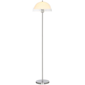 HOMCOM Moderna talna svetilka z dvojnim senčnikom, E27 LED 40W talna svetilka za dnevno sobo, bivalno sobo, spalnico, iz kovine in akrila, 150cm, bela