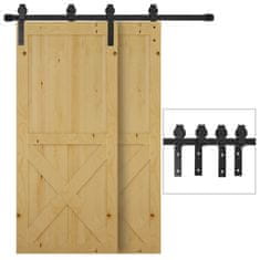 HOMCOM 200Cm/6.6Ft komplet drsnih vrat 90 kg max iz ogljikovega jekla, komplet za drsna vrata z tirnico, valjčki, zaporami, vodili, bolti in vijaki, črna