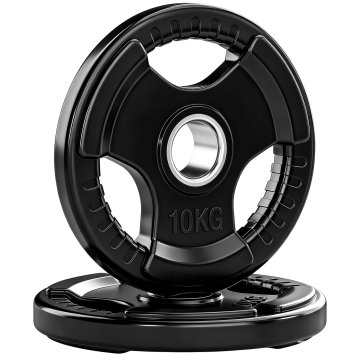 SPORTNOW Set olimpijskih plošč 2x10 kg, premer luknje Ø50 mm, plošče za uteži, prevlečene z gumijo, 3 ergonomski ročaji, uteži za palico, fitnes vadba za domačo telovadnico, črna