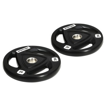 SPORTNOW Set 2 utežnih plošč 2x20 kg iz jekla z gumijasto prevleko, luknja Ø5 cm za palico in ročaji za ročno uporabo