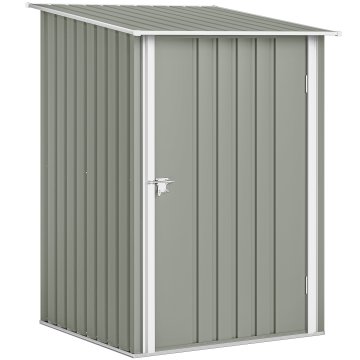OUTSUNNY Vrtna hišica 0.92m² iz pocinkanega jekla, orodjarna z zaklepnimi vrati, poševna streha, 100x104x160 cm, svetlo siva in bela
