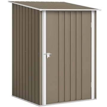 OUTSUNNY Vrtna lopa 0.92m² iz pocinkanega jekla, orodjarna z zaklepnimi vrati na tečajih, poševna streha, 100x104x160 cm, rjava in bela