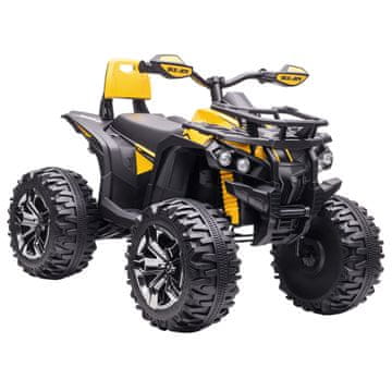 HOMCOM 12V quad električni za otroke 3-5 let 3-8km/h, električni avto za otroke z dvojnimi motorji, široka kolesa, baterija 10AH, glasba, MP3, USB, TF kartica, žarometi in pedala, 100x65x73 cm, rumen