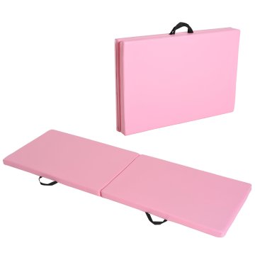 HOMCOM Zložljiva gimnastična podloga, fitness blazina debela 5 cm in nedrseča, prostorsko varčna podloga za jogo in pilates, 180x60 cm, roza