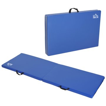 HOMCOM Gimnastična podloga zložljiva, fitnes blazina debela 5 cm in nedrseča, podloga za telovadbo prostorsko varčna za jogo in pilates, 180x60 cm, modra