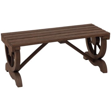 OUTSUNNY Vrtna klop za 2 osebi z oblikovanjem na kolesih, zunanja klop z letvami iz jelkovega lesa, klop za teraso patio in dvorišče, 98x50x39.5 cm, rjava