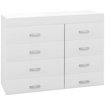 HOMCOM Predalnik s predali lesen za spalnico, kuhinjo, kopalnico 90×35×73cm bel