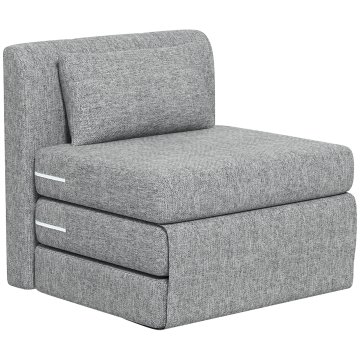 HOMCOM Zložljiv ležalnik s 3 deli, tlačni ležalnik 2 v 1 prostorsko varčujoč chaise longue, za spalnico, dnevno sobo in pisarno, 80x75x74 cm, siva