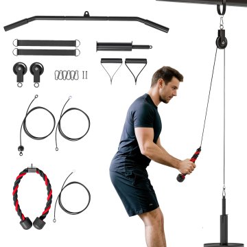 SPORTNOW Sistem jermenic za telovadnico, jermenica za domačo telovadnico, stroj z jermenicami za lat za vadbo bicepsov in tricepsov, priključek za univerzalne utežne plošče in dodatki