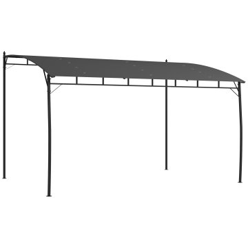 OUTSUNNY Pergola gazebo z 12 drenažnimi luknjami, kovinska pergola s poliestrsko streho, 8 ekspanzijskimi vijaki in 8 količki, 400x296x200/262 cm, temno siva