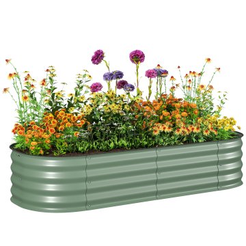 OUTSUNNY Modularna dvižna vrtna greda 150x62x30cm, pocinkani jekleni zaboj z odprtim dnom, zelen