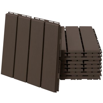 OUTSUNNY Set 9 sestavljivih ploščic za teraso, talne ploščice (30x30x2cm) iz PP protizdrsne, površina: 0.81 m² rjava