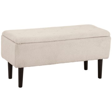 HOMCOM Klop s shranjevalnim prostorom 57L, klop za shranjevanje iz poliestra za spalnico in hodnik, 95x38x45cm, bež