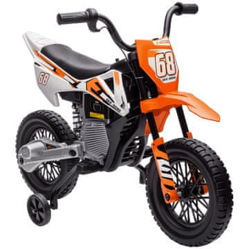 AIYAPLAY 12V električni motocikel za otroke 3-6 let z 2 motorjema in ročnim pospeševalnikom, mini motocross za otroke z vzmetenjem, odstranljiva kolesa, indikator napolnjenosti, zvoki, 2.4-5KM/H, oranžna