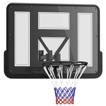 SPORTNOW Zunanji stenski košarkarski koš 110x75 cm, zunanja nezlomljiva stenska košarkarska tabla, vzdržljiv obroč Ø45 cm in mreža za notranjo uporabo za odrasle, črna