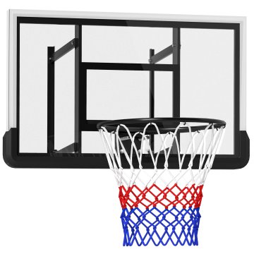 SPORTNOW Zunanji stenski košarkarski koš 110x90 cm, nezlomljiv zunanji stenski košarkarski tabellone, jeklen rob, vzdržljiv obroč Ø45 cm in notranja mreža za odrasle, črna