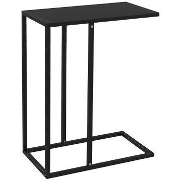 HOMCOM Industrijska miza za dnevno sobo v obliki črke C, visoka minimalistična miza iz jekla, 46x26x60 cm, črna