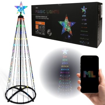 sarcia.eu Čarobno božično drevo, stožčasto svetlobno drevo 180cm 252 LED 1 milijonov barv