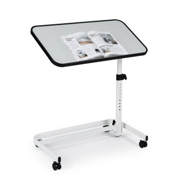 Costway Posteljna mizica na kolesih z nagibno površino 80x39,2x73-93 cm