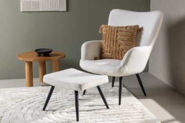 Venture Design Fotelj z otomansko Como 78x95x72 cm, bela
