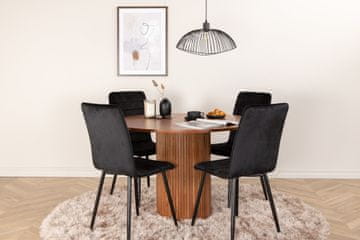 Venture Design Jedilna miza in stol set Bianca okrogla miza 110 cm stoli Windu Lyx 49x94x43 cm oreh črna