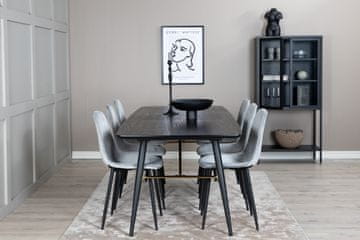 Venture Design Jedilna miza in komplet stolov 180x85x76 cm, miza črna siva