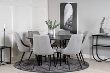 Venture Design Jedilna miza in stol komplet, okrogla miza 140 cm, stol 66x88,5x50 cm, črna, svetlo siva